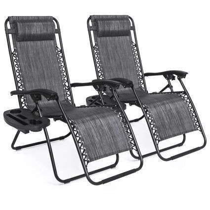 Set of 2 Adjustable Zero Gravity Patio Chair Recliners w/ Cup Holders - Image 1 - Lot 680