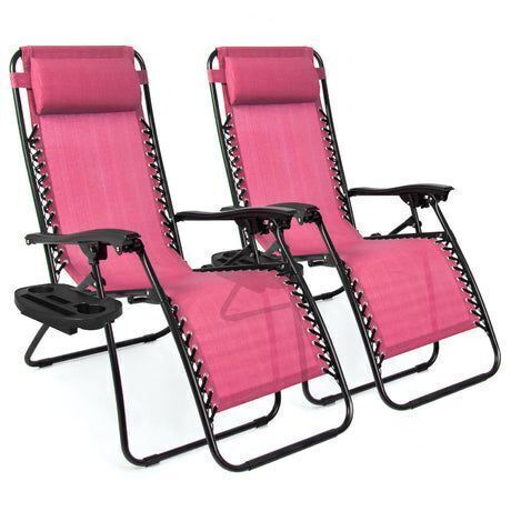 Set of 2 Adjustable Zero Gravity Patio Chair Recliners w/ Cup Holders - Image 1 - Lot 691