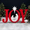 3-Piece Christmas JOY Nativity Yard Decoration w/ Ground Stakes - 46in - Thumbnail 1
