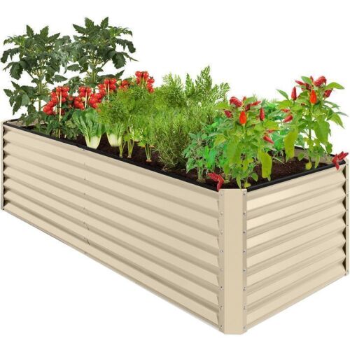 Outdoor Metal Raised Garden Bed for Vegetables, Flowers, Herbs - 8x4x2ft - Lot 701