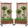 Set of 2 Wood Planter Box & Lattice Trellis w/ Optional Wheels - 48in - Thumbnail 1