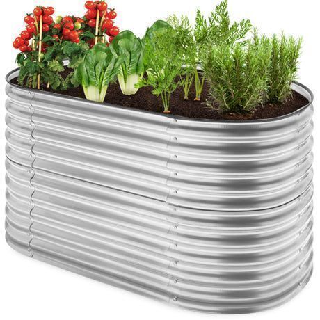 Raised Oval Garden Bed, Customizable Elevated Outdoor Metal Planter - 63in - Lot 720