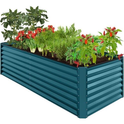Outdoor Metal Raised Garden Bed for Vegetables, Flowers, Herbs - 8x4x2ft - Lot 723