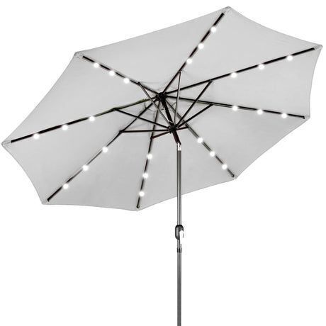 Solar LED Lighted Patio Umbrella w/ Tilt Adjustment, UV-Resistant - 10ft - Lot 731