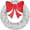 Pre-Lit Outdoor Christmas Wreath, LED Metal Holiday Decor w/ Bow - 48in - Thumbnail 1