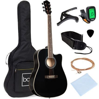Full Size Beginner Acoustic Guitar Set with Case, Strap, Capo - 41in - Lot 765