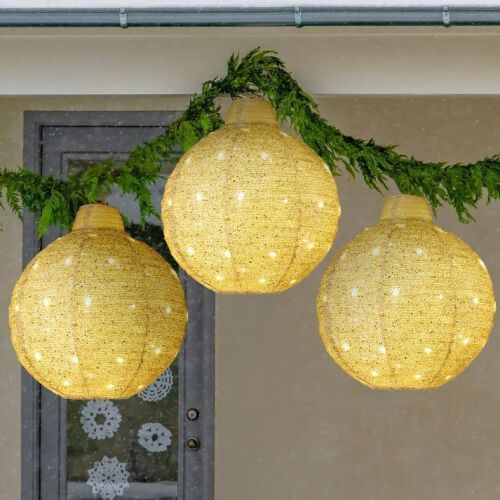 3-Piece Hanging Pop-Up Ornaments Outdoor Christmas Decor, LED Lights - Lot 766