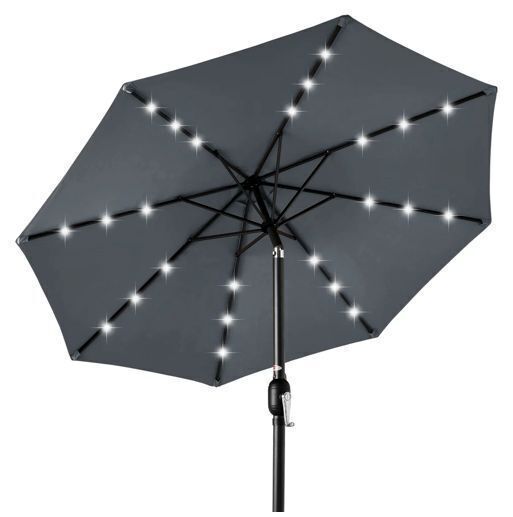 Solar LED Lighted Patio Umbrella w/ Tilt Adjustment, UV-Resistant - 10ft - Image 1 - Lot 772