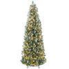 9' Pre-Lit Artificial Frosted Scotch Pine Pencil Christmas Tree w/ Metal Stand - Thumbnail 1