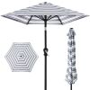 Outdoor Steel Striped Market Patio Umbrella w/ Tilt, Crank Lift - 10ft - Thumbnail 1