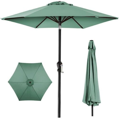 Outdoor Steel Market Patio Umbrella Decoration w/ Tilt, Crank Lift - 10ft - Lot 794