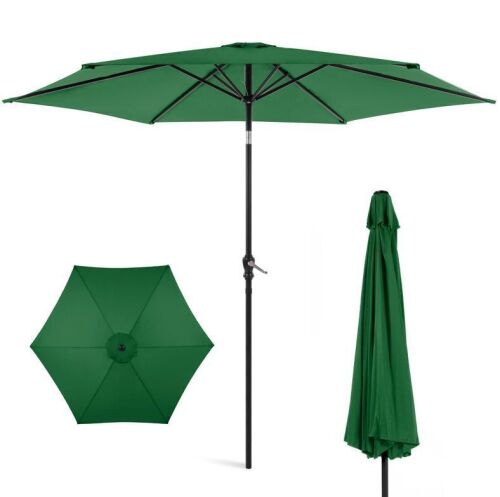 Outdoor Steel Market Patio Umbrella Decoration w/ Tilt, Crank Lift - 10ft - Lot 795