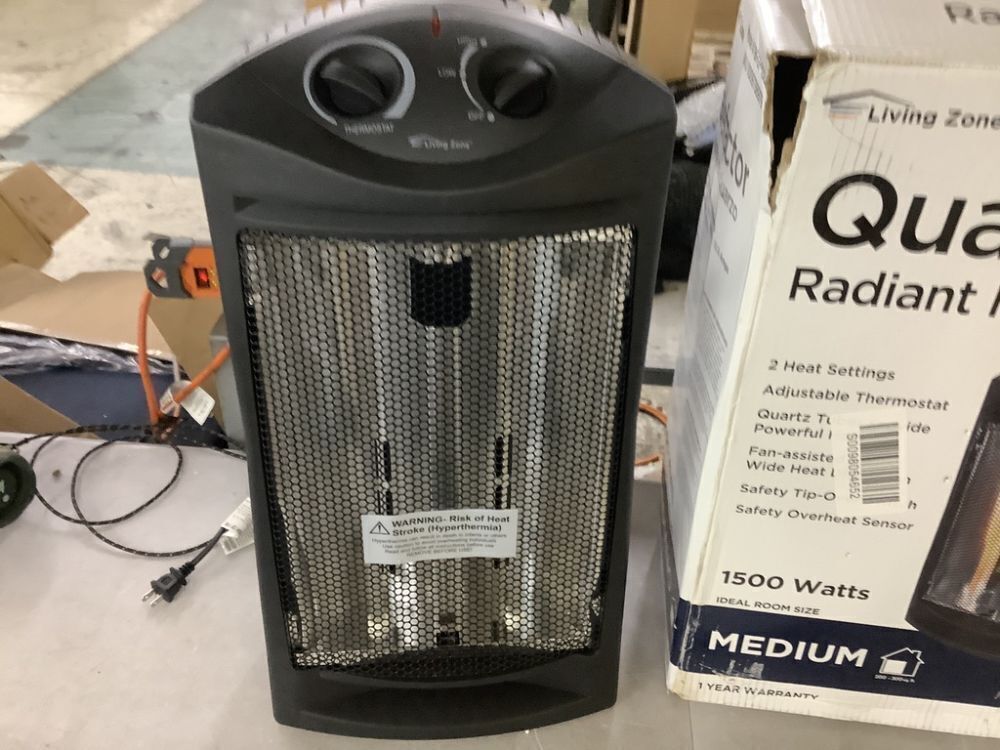 living zone 1500-Watt Black Electric Tower Quartz Infrared Space Heater with Thermostat - Image 3 - Lot 613JF