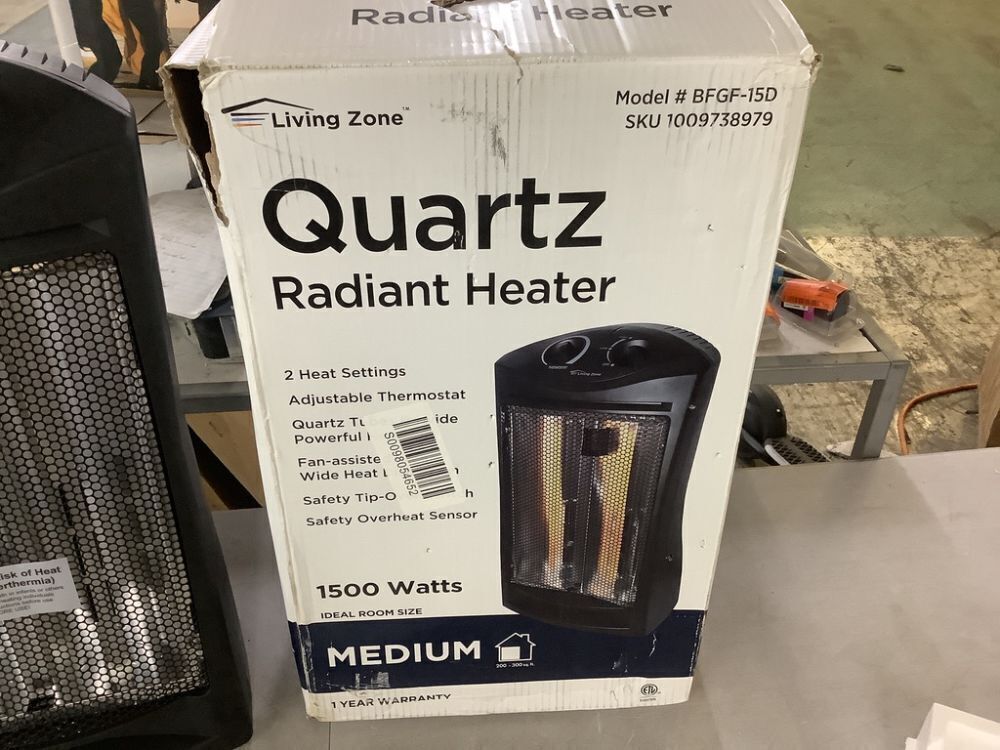 living zone 1500-Watt Black Electric Tower Quartz Infrared Space Heater with Thermostat - Image 4 - Lot 613JF