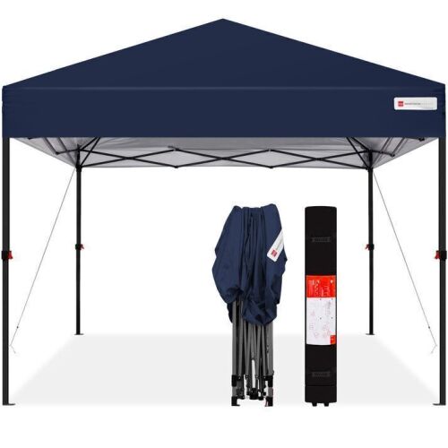 One-Person Setup Instant Pop Up Canopy w/ Case, 4 Weight Bags - 10x10ft - Small Hole in Carry Bag - Lot 140