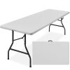 Portable Folding Plastic Dining Table w/ Handle, Lock - 8ft - Thumbnail 1