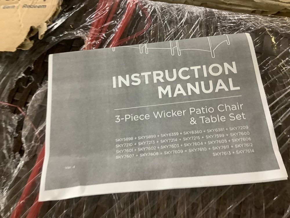 3-Piece Outdoor Patio Wicker Bistro Set w/ Side Storage Table - Image 4 - Lot 212
