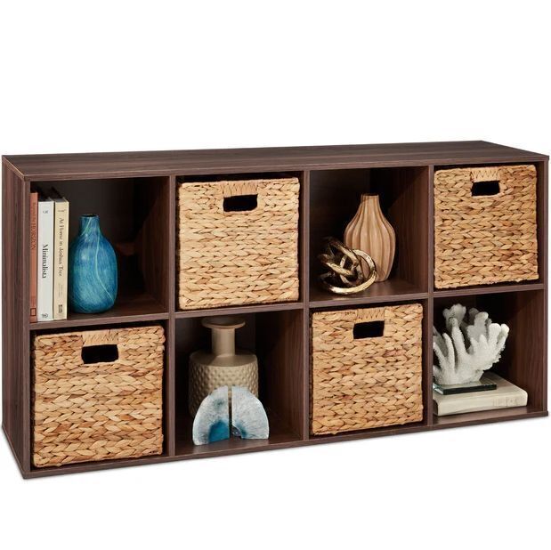 8-Cube Bookshelf, 11in Storage Display w/ Removable Panels, Customizable - Image 1 - Lot 213