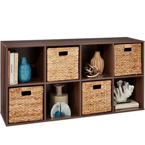 8-Cube Bookshelf, 11in Storage Display w/ Removable Panels, Customizable - Lot 213