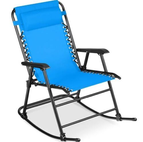 Folding Outdoor Zero Gravity Rocking Lounge Chair w/ Headrest Pillow - Lot 431