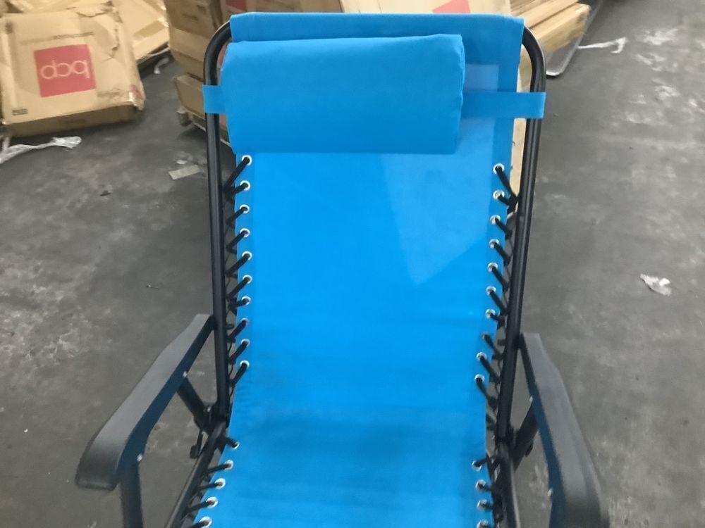 Folding Outdoor Zero Gravity Rocking Lounge Chair w/ Headrest Pillow - Image 4 - Lot 431