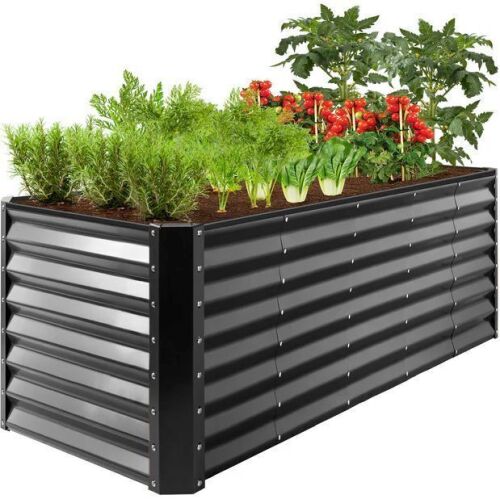 Outdoor Metal Raised Garden Bed for Vegetables, Flowers, Herbs - 8x2x2ft - Lot 509
