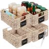 Set of 4 Water Hyacinth Pantry Baskets w/ Chalkboard, Marker - 12in - Thumbnail 1
