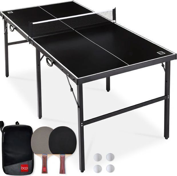 Portable Ping Pong Table Tennis Game Set w/ Paddles, Balls - 6x3ft - Image 1 - Lot 170