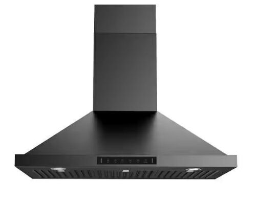 VIKIO PRO 36 in. 600 CFM Ducted Wall Mount Range Hood in Black Stainless Steel with Gestures/Touch Control and LED Lights - Lot 42JF