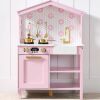 Pretend Play Wooden Farmhouse Kitchen Set w/ Storage, 5 Accessories - Thumbnail 1