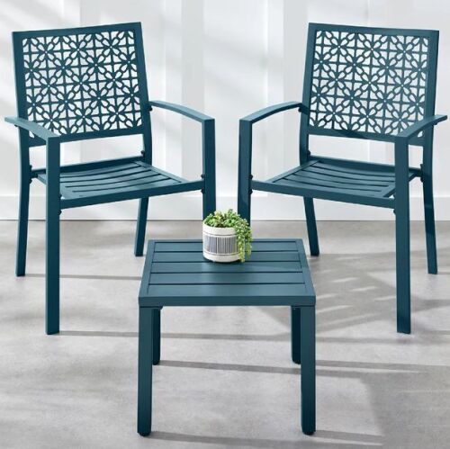 3-Piece Stackable Steel Outdoor Conversation Bistro Set - Lot 175