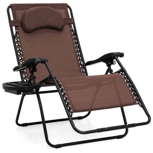 Oversized Reclining Zero Gravity Chair Lounger w/ Cup Holder, Pillow - Lot 180