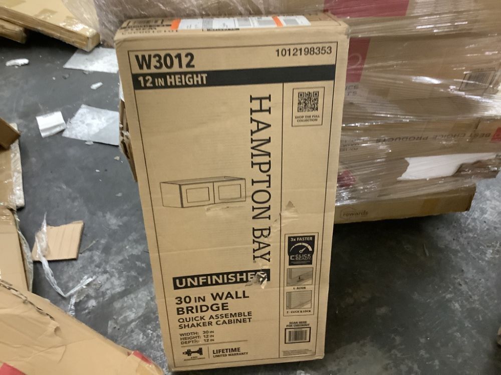 Hampton Bay 30 in. W x 12 in. D x 12 in. H Ready to Assemble Wall Bridge Kitchen Cabinet in Unfinished with CLICKREADY Technology - Image 2 - Lot 412JF
