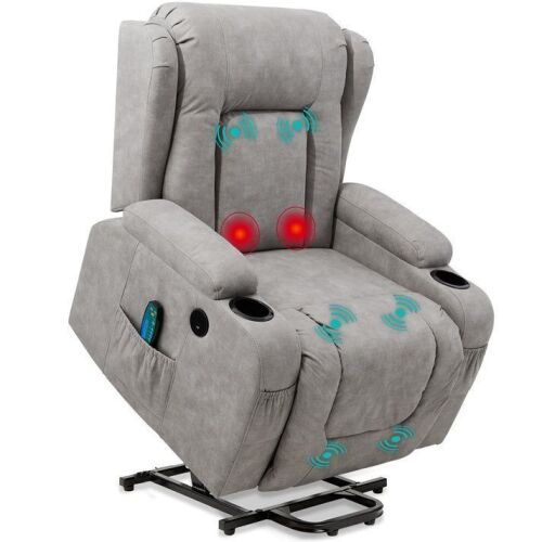 Electric Power Lift Recliner Massage Chair w/ Heat, USB Port, Cupholders - Lot 22