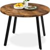 Mid-Century Modern Round Dining Table w/ Adjustable Feet - 35.5in - Thumbnail 1