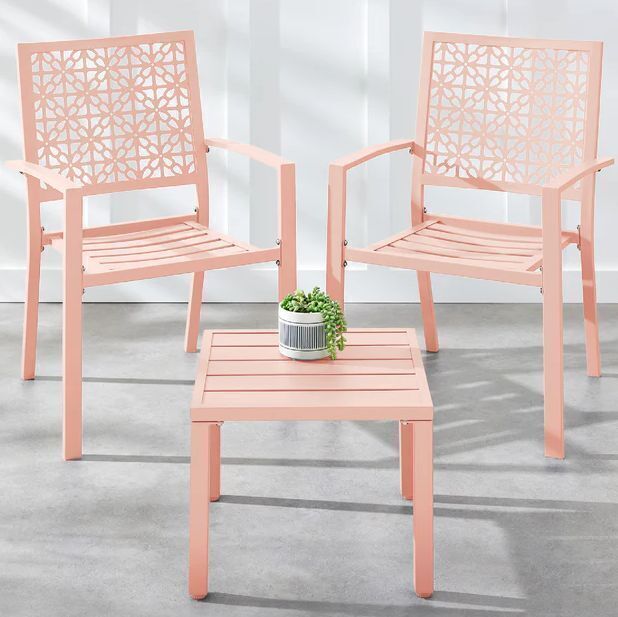 3-Piece Stackable Steel Outdoor Conversation Bistro Set - Image 1 - Lot 186