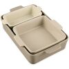 3PC Ceramic Bakeware Set Casserole, Loaf, Square Dishes w/ Handles - Thumbnail 1