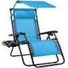 Folding Zero Gravity Recliner Patio Lounge Chair w/ Canopy, Side Tray - Thumbnail 1