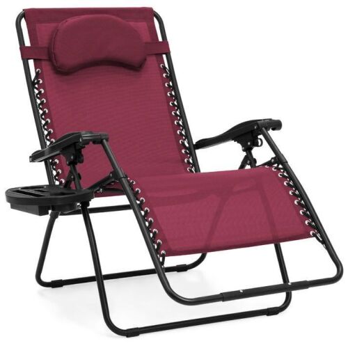 Oversized Reclining Zero Gravity Chair Lounger w/ Cup Holder, Pillow - Lot 508