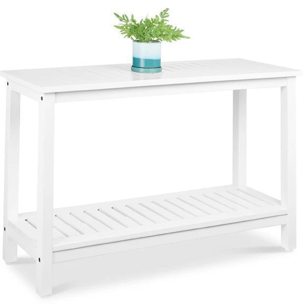 2-Shelf Wooden Console Table Storage Organizer w/ Natural Finish - 48in - Image 1 - Lot 208