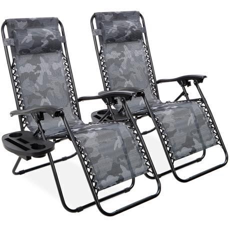 Set of 2 Adjustable Zero Gravity Patio Chair Recliners w/ Cup Holders - Lot 317