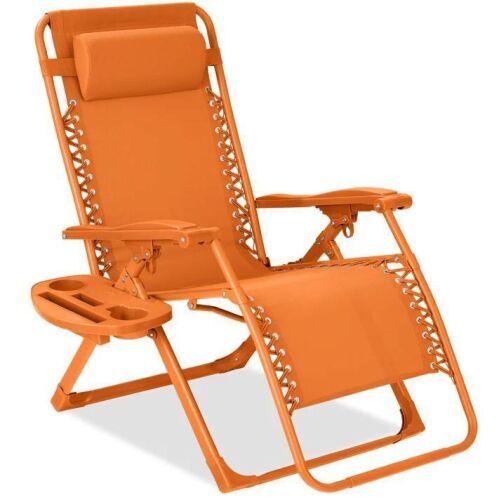 Monochromatic Zero Gravity Patio Chair Recliner w/ Side Tray, Headrest - Lot 504