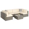 7-Piece Modular Wicker Sectional Conversation Set w/ 2 Pillows, Cover - Thumbnail 1