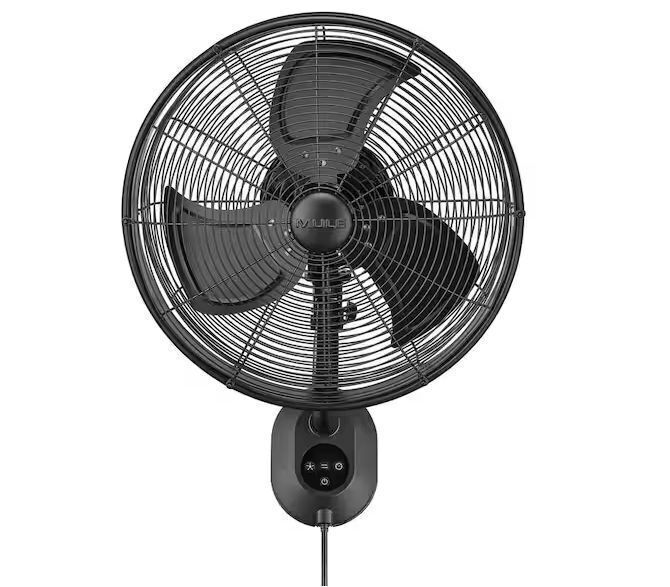 MULE Wall Mount Fan XL Indoor or Outdoor Matte Black 18 in. Oscillating 3-Speed High Velocity Max. 5100 CFM Fan with Remote - Image 1 - Lot 32JF
