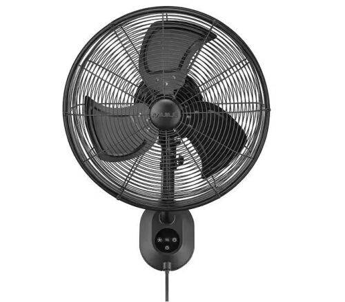 MULE Wall Mount Fan XL Indoor or Outdoor Matte Black 18 in. Oscillating 3-Speed High Velocity Max. 5100 CFM Fan with Remote - Lot 32JF