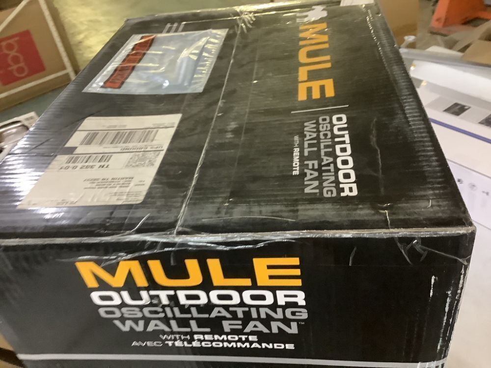 MULE Wall Mount Fan XL Indoor or Outdoor Matte Black 18 in. Oscillating 3-Speed High Velocity Max. 5100 CFM Fan with Remote - Image 4 - Lot 32JF