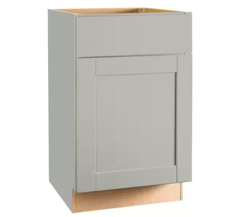 Hampton Bay Shaker 21 in. W x 24 in. D x 34.5 in. H Assembled Base Kitchen Cabinet in Dove Gray with Ball-Bearing Drawer Glides - Lot 211JF