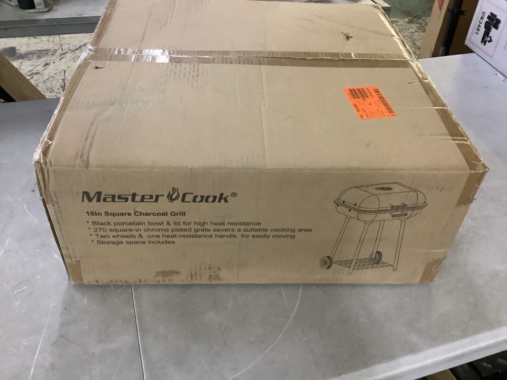 MasterCok 18 in. Portable Square Charcoal Grill With 2-Wheels - Image 2 - Lot 305JF