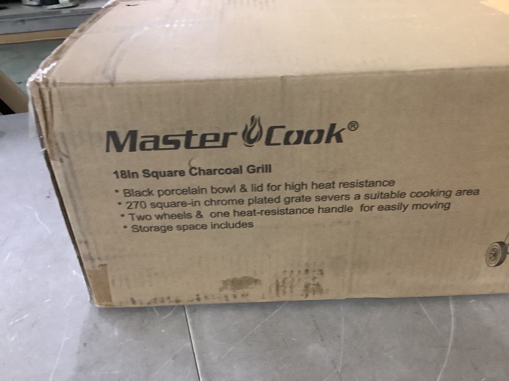 MasterCok 18 in. Portable Square Charcoal Grill With 2-Wheels - Image 4 - Lot 305JF
