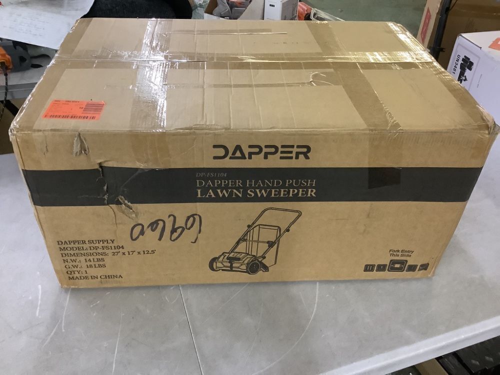 DAPPER SUPPLY Walk-Behind Outdoor Hand Push lawn Sweeper 3.5 cu. ft. Hopper Bag and 21 in. Sweeping Width in Gray - Image 2 - Lot 306JF